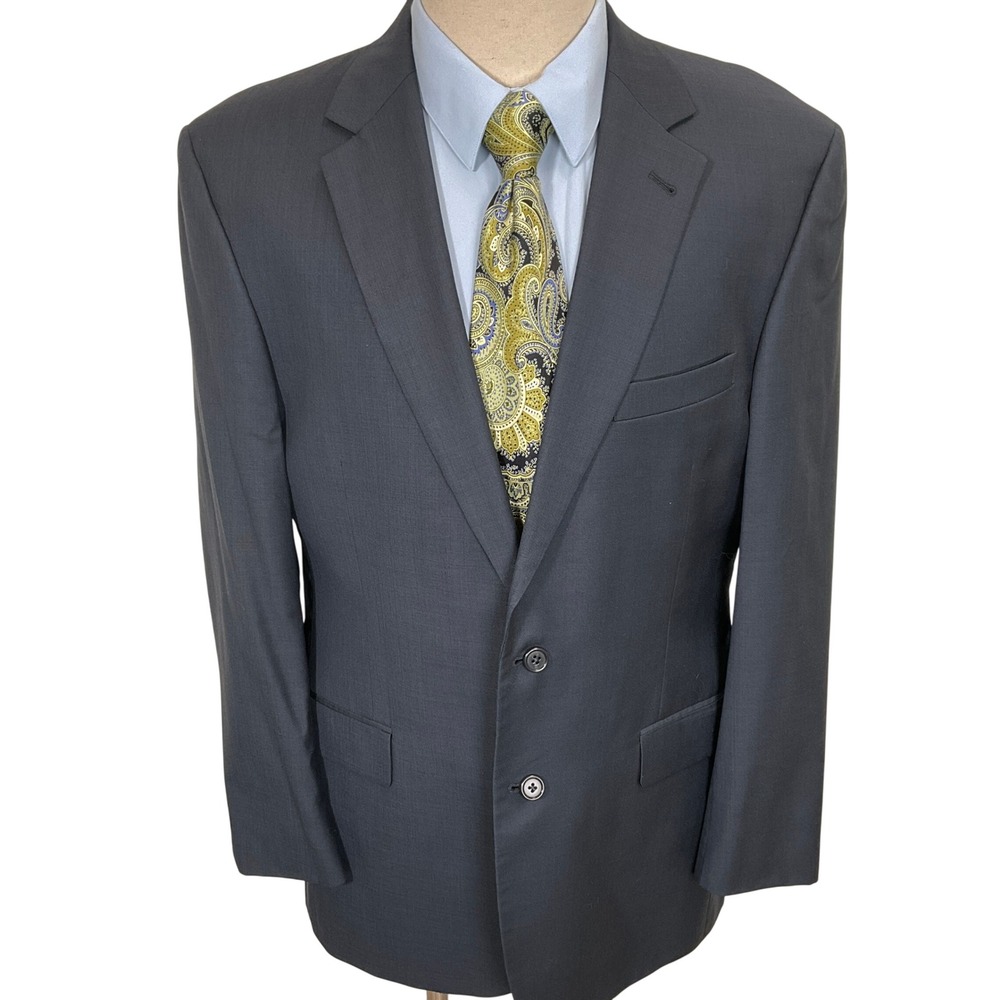 Jos A Bank Blazer Mens 42R Navy Gordon Minimalist Classic Career Wool Silk VTG